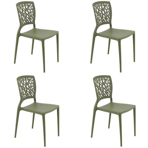 Conjunto 4 Cadeiras Tramontina Joana em Polipropileno e Fibra de Vidro Verde Oliva 92058027