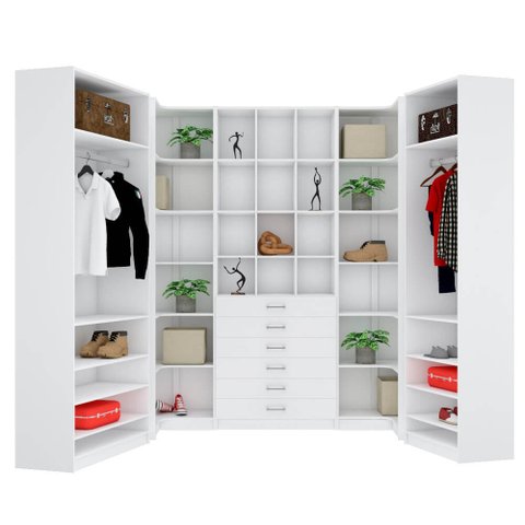 KIT CLOSET COM GAVETEIROS E CABIDEIRO A 2,40 M418.B MUNDI MOVEIS