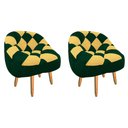 Ver imagem 1 de Kit 02 Poltrona Paloma Escritório Sala Pé Palito Suede Verde e Suede Mostarda - Dominic Decor