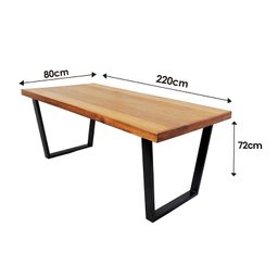 Mesa Industrial Diamond Madeira Maciça 2,20m Ferragem Preta - 3