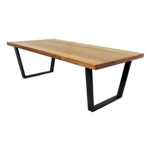 Mesa Industrial Diamond Madeira Maciça 2,20m Ferragem Preta