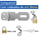 Ver imagem 4 de Dobradiça Porta Cadeado Fecho Trinco Zincado 6,3cm para Portão Gaveta Armário | Aliança | Kit 04 Un