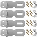 Ver imagem 1 de Dobradiça Porta Cadeado Fecho Trinco Zincado 6,3cm para Portão Gaveta Armário | Aliança | Kit 04 Un