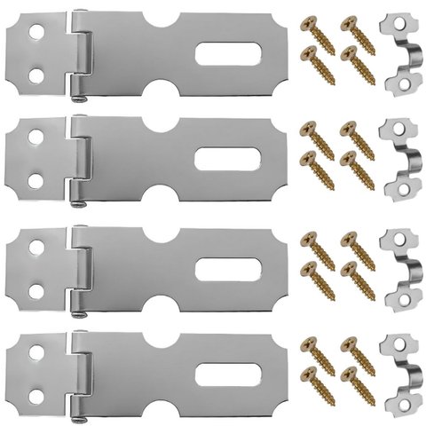 Dobradiça Porta Cadeado Fecho Trinco Zincado 6,3cm para Portão Gaveta Armário | Aliança | Kit 04 Un