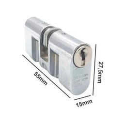 Cilindro Miolo para Fechadura Haga H1000 Cromado (grosso) - 2 Cilindro Miolo para Fechadura Haga H1000 Cromado (grosso) - 2