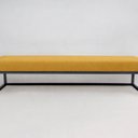 Ver imagem 2 de Puff Ted 100 Cm Base Preta Linho Amarelo Preto