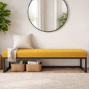 Ver imagem 1 de Puff Ted 100 Cm Base Preta Linho Amarelo Preto