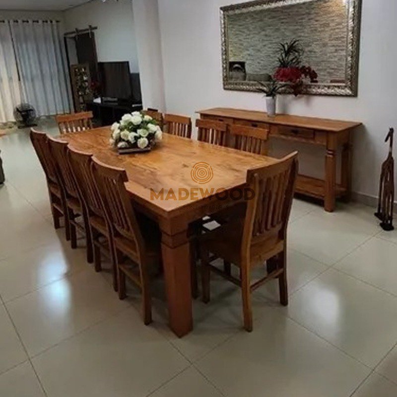 Conjunto Sala de Jantar Mesa com 10 Cadeiras Rústicas - 4