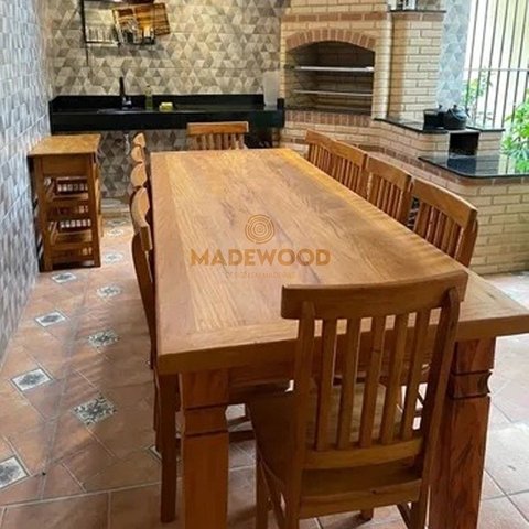 Conjunto Sala de Jantar Mesa com 10 Cadeiras Rústicas