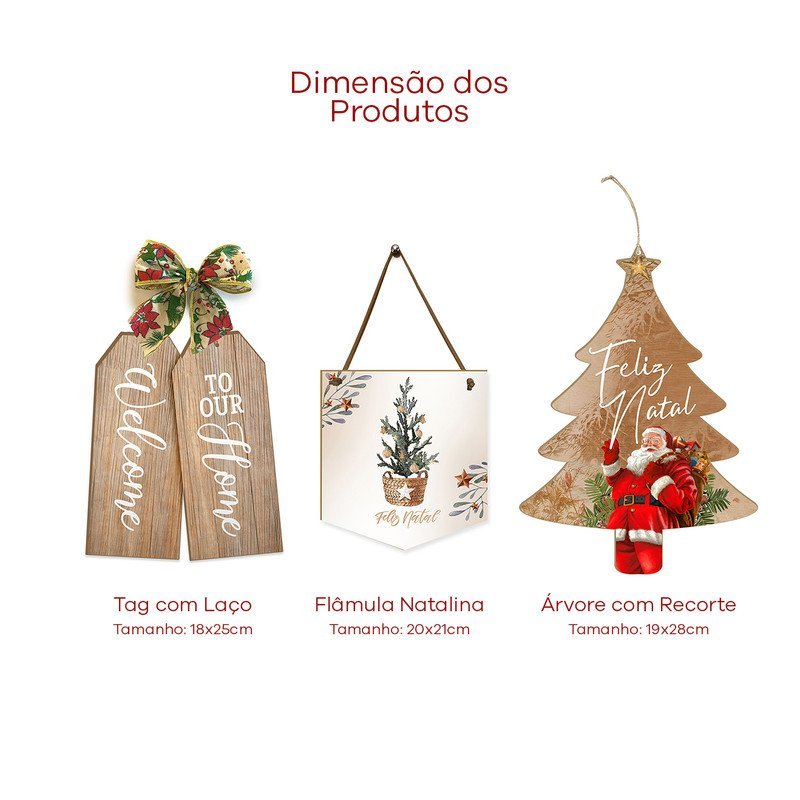 Kit Placas de Porta com Frases de Natal Papai Noel - 3