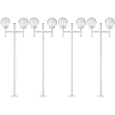 Kit 4 Postes Duplos para Jardim Iluminação Externa Alumínio 2,2m Branco Luminárias Global Dital
