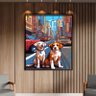 Quadro Decorativo Animais Cachorros em Pixels 2 com Moldura Preto - 200x100 Cm - 2