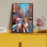 Quadro Decorativo Animais Cachorros em Pixels 2 com Moldura Preto - 200x100 Cm - 4