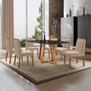 Ver imagem 1 de Conjunto Sala de Jantar Mesa Florença Madeira Maciça 160x90cm Tampo Retângular Vidro Preto com 6 Cad
