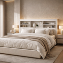 Ver imagem 1 de Cabeceira Lisboa com Prateleiras e Nicho Organizador P/ Cama Box Casal 140 Quarto Casal:branco
