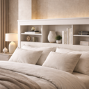 Ver imagem 2 de Cabeceira Lisboa com Prateleiras e Nicho Organizador P/ Cama Box Casal 140 Quarto Casal:branco