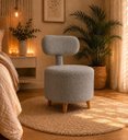 Ver imagem 2 de Poltrona Puff Veneza Decorativa Bouclé com Encosto Cinza