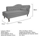 Ver imagem 5 de Diva Recamier Diana 185cm Lado Esquerdo Suede - ADJ Decor - Cinza