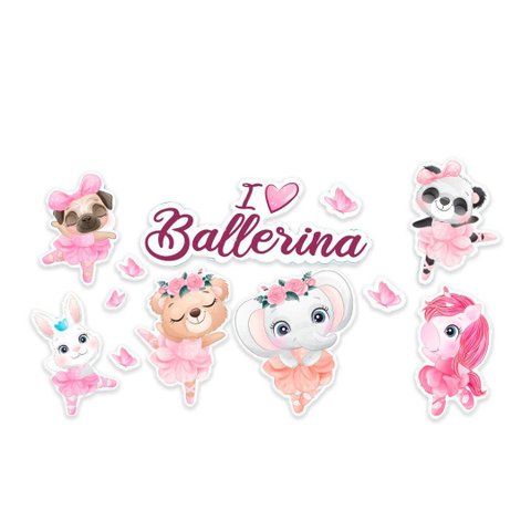 Adesivo Decorativo de Parede Infantil Animais Bailarinas Fama Adesivos Bailarinas Animais