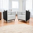 Ver imagem 2 de Kit 2 Poltronas Decorativa para Sala Recepção Consultório Aviv Luxo Corino e Linho