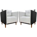 Ver imagem 1 de Kit 2 Poltronas Decorativa para Sala Recepção Consultório Aviv Luxo Corino e Linho
