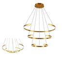 Ver imagem 1 de Luminaria Pendente Lustre Arco Aneis Perfil 94w Dourado Ajustavel Casa Sala de Estar Cozinha Restaur