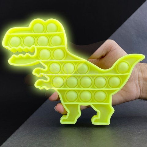 Pop It Brilha no Escuro Fluorescente Dinossauro Fidget Toy Brinquedo Anti Stress Sensorial - Amarelo