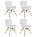 Ver imagem 1 de Kit 4 cadeiras estofadas Charles Eames Eiffel Slim Wood confort Branco