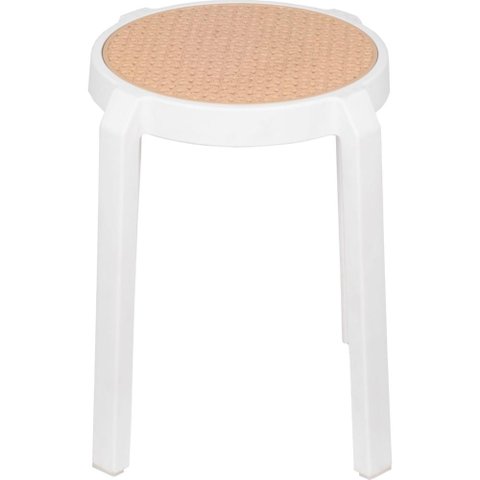Banqueta Fitz Baixa Palha Bege com Estrutura Polipropileno Branco 44 Cm - 74414