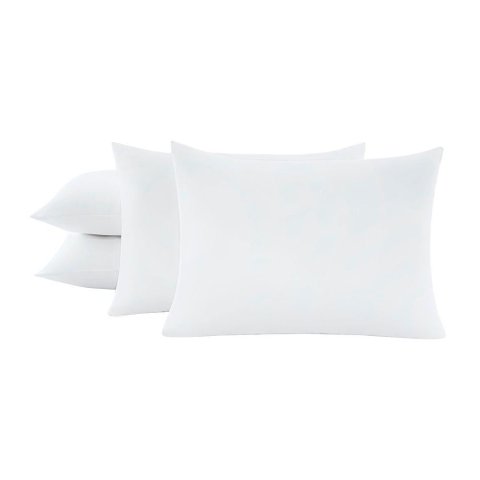 Kit 4 Travesseiros 50x70cm Antialérgico Lavável Fibra Siliconada Macio Confort - Branco