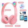 Fone de Ouvido Gatinho Bluetooth Infantil Led Menino Menina - Roxo - 2