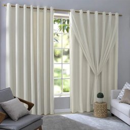 Cortina Blackout Com Voil 280x230 Corta Luz PVC Sala/Quarto:Creme - 1