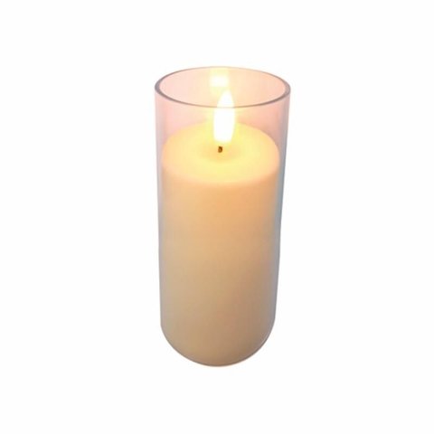 Vela Led Taschibra Decorativa C/ Castiçal 13,5cm Pilha Ama.