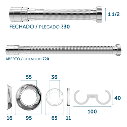 Sifao Tubo Extensivo Cromado C/ Canopla 70cm - Blukit - 4