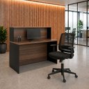Ver imagem 1 de Balcão de Atendimento para Loja e Recepção Comercial 120x60cm + Cadeira de Escritório Ergonômica
