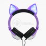Fone de Ouvido Gatinho Fox Sem Fio Com Led Orelha Gato Dobrável Infantil Microfone H'Maston - Roxo - 1