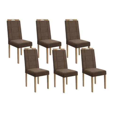 Kit 6 Cadeiras Sala Jantar 2cad150ea 6 Un Eucalipto/suede Marrom A033 - Kappesberg