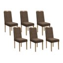Ver imagem 1 de Kit 6 Cadeiras Sala Jantar 2cad150ea 6 Un Eucalipto/suede Marrom A033 - Kappesberg