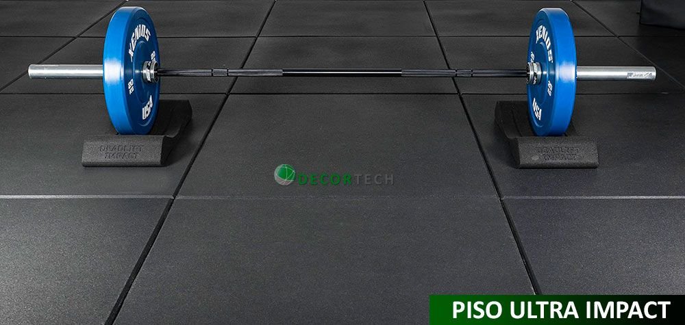 Kit 04 Placas Piso De Borracha Fitness 0,50 x 0,50m 16mm Preto Ultra Impact Decortech - 2