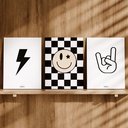 Ver imagem 2 de Kit 3 Quadro Decorativo Rock Raio Moderno Minimalista Quarto Moderno Qualidade Premium 40x28cm