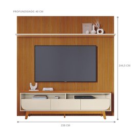 Kit Suporte de Tv e Aparador Evora Cinamomo Off White - 3