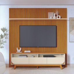 Kit Suporte de Tv e Aparador Evora Cinamomo Off White - 1