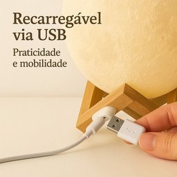 Luminária Lua Cheia 3d Rgb Led Controle Touch Usb:branco/marrom - 7