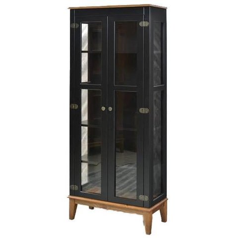 Cristaleira Bia Preto 2 Portas Base Amendoa 180cm - 58752