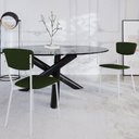 Ver imagem 2 de Cadeira Estofada para Sala de Jantar Village Branco C01 Linho Verde Musgo - Lyam Decor