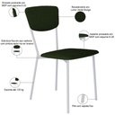 Ver imagem 4 de Cadeira Estofada para Sala de Jantar Village Branco C01 Linho Verde Musgo - Lyam Decor