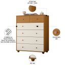Ver imagem 3 de Cômoda para Quarto 6 Gavetas 90cm Vittoria Off/cinamomo - Albatroz
