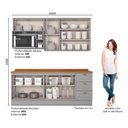 Ver imagem 2 de Cozinha Compacta 200cm com Aéreo Nicho para Micro-ondas 8 Portas 3 Gavetas Americana Henn- Cinza/nat