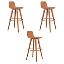 Ver imagem 2 de Kit 3 Banquetas Altas Luxo Versatil Aço Cobre Linho Terracota Base Carvalho