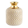 Vaso em Cerâmica Dourado e Branco - 15,5cm - 1